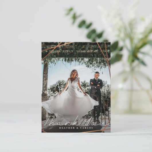 Modern Gold Geometric Weddenschap Hartelijk dank Briefkaart (Staand voorkant)