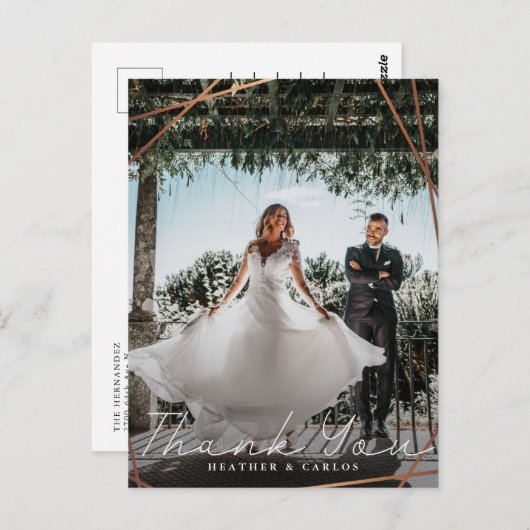 Modern Gold Geometric Weddenschap Hartelijk dank Briefkaart (Voorkant / Achterkant)