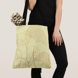 Modern Gold Gingko Leaves Tote Bag