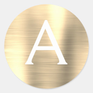 Modern Gold Girly Metallic Monogram Ronde Sticker