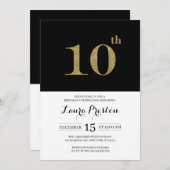 Modern Gold Glitter 10e verjaardag Kaart (Voorkant / Achterkant)