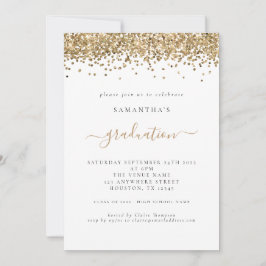 Modern Gold Glitter 2024 Afstuderen Invitation Kaart