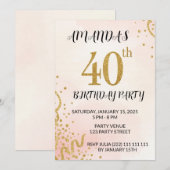 Modern Gold Glitter 40th Birthday Kaart (Voorkant / Achterkant)