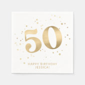 Modern Gold Glitter 50th Fifty Birthday Servet (Voorkant)