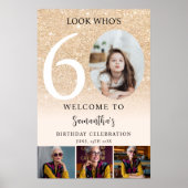 Modern gold glitter 60th Birthday 4 Photo Welcome Poster (Voorkant)