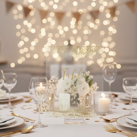 Modern Gold Glitter Acrylic Wedding Table Number Acryl Bord