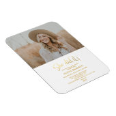Modern Gold Glitter Afstudeerder Party Photo Invit Magneet (Rechterzijde)