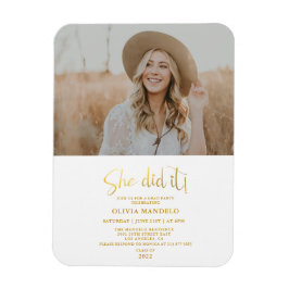 Modern Gold Glitter Afstudeerder Party Photo Invit Magneet