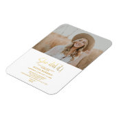Modern Gold Glitter Afstudeerder Party Photo Invit Magneet (Linkerzijde)