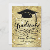 Modern Gold Glitter Afstuderen Pet Foto Afstuderen Aankondiging (Voorkant)