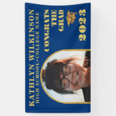 Modern Gold Glitter Arch Foto Graduparty Spandoek (Verticaal)