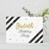 Modern Gold Glitter Black White 60th Birthday Kaart (Staand voorkant)