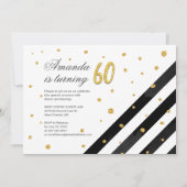 Modern Gold Glitter Black White 60th Birthday Kaart (Achterkant)