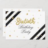 Modern Gold Glitter Black White 60th Birthday Kaart (Voorkant / Achterkant)