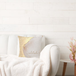 Modern Gold Glitter Borhed Metal Monogram Name Kussen