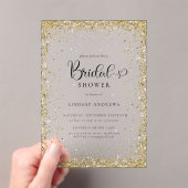 Modern Gold Glitter Bridal Shower  Acryl Uitnodigingen (Insitu (Draagbaar))