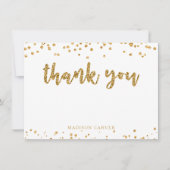 Modern Gold Glitter Brush Script en Confetti Bedankkaart (Voorkant)