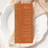 Modern Gold Glitter Burnt Oranje Wedding Menu