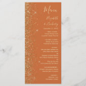 Modern Gold Glitter Burnt Oranje Wedding Menu (Voorkant)