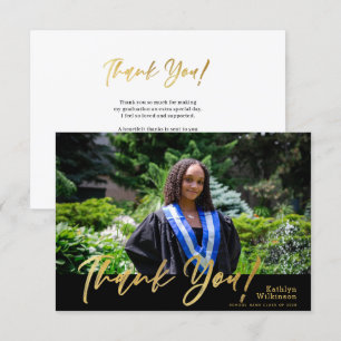 Modern Gold Glitter Calligraphy Photo Afstuderen Bedankkaart