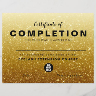Modern Gold Glitter Certificate of Completion