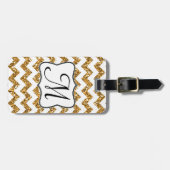 Modern Gold Glitter Chevron Monogram Bagagelabel (Voorkant horizontaal)