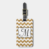 Modern Gold Glitter Chevron Monogram Bagagelabel (Voorkant verticaal)