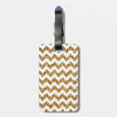 Modern Gold Glitter Chevron Monogram Bagagelabel (Achterkant verticaal)