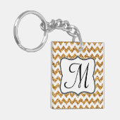 Modern Gold Glitter Chevron Zig Zag Sleutelhanger (Voorkant Links)