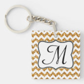 Modern Gold Glitter Chevron Zig Zag Sleutelhanger (Voorkant)