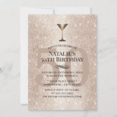 Modern Gold Glitter Cocktail Girl 50e verjaardag Kaart (Voorkant)