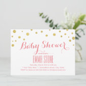 Modern Gold Glitter Confetti Stip Baby shower Kaart (Staand voorkant)