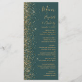 Modern Gold Glitter Dark Green Wedding Menu (Voorkant)
