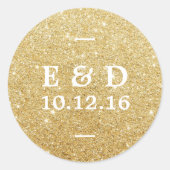 Modern Gold Glitter Elegant Wedding Favor Ronde Sticker (Voorkant)