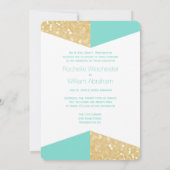 Modern Gold Glitter en Blauwgroen huwelijksuitnodi Kaart (Achterkant)