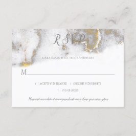 Modern Gold Glitter en Gray Marble Effect RSVP