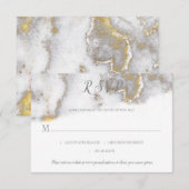 Modern Gold Glitter en Gray Marble Effect RSVP Kaartje (Voorkant / Achterkant)