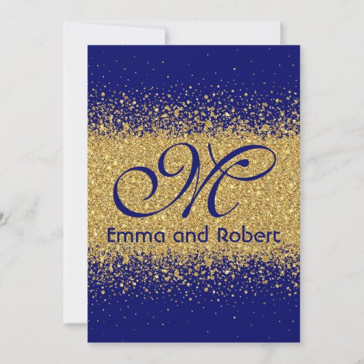 Modern Gold Glitter en Royal Blue Kaart (Voorkant)