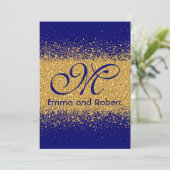 Modern Gold Glitter en Royal Blue Kaart (Staand voorkant)