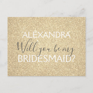 Modern Gold Glitter en Sparkle Bridesmaid Uitnodiging Briefkaart