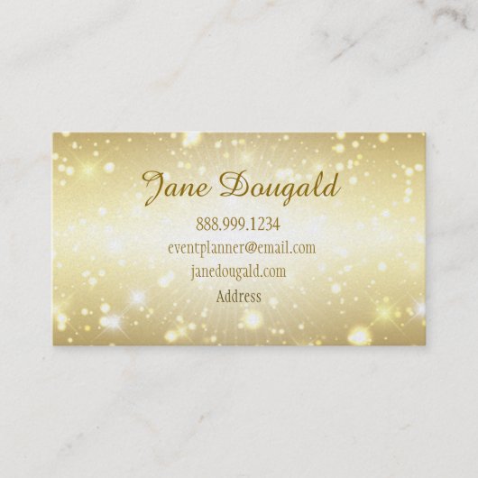 Modern Gold Glitter Event, Wedding Planner Busines Visitekaartje (Voorkant)