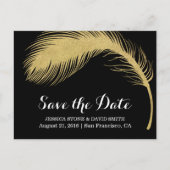 Modern Gold Glitter Feather Wedding Save the Date Aankondigingskaart (Voorkant)