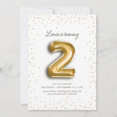 Modern Gold Glitter Folie Balloon 2e Verjaardag Kaart (Voorkant)