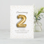 Modern Gold Glitter Folie Balloon 2e Verjaardag Kaart (Staand voorkant)