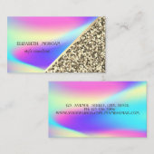 Modern Gold Glitter, Geometric, Ombre Holographic Visitekaartje (Voorkant / Achterkant)