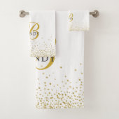 Modern Gold Glitter Gold Monogram script Bad Handdoek (Insitu)