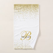 Modern Gold Glitter Gold Monogram script Bad Handdoek (Handdoek)