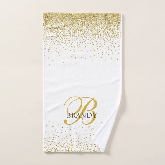 Modern Gold Glitter Gold Monogram script Bad Handdoek (Handdoek)