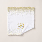 Modern Gold Glitter Gold Monogram script Bad Handdoek (Wasdoekje)
