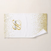 Modern Gold Glitter Gold Monogram script Bad Handdoek (Handdoek)